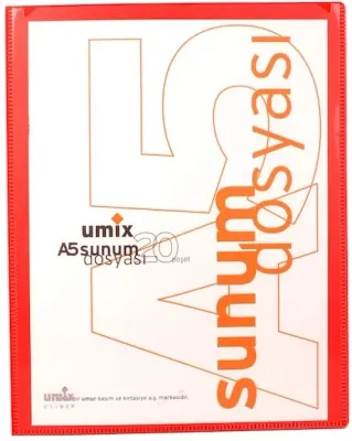 UMIX SUNUM DOSYASI ÖNDEN CEPLİ A5 20 Lİ KIRMIZI U1192P-KI