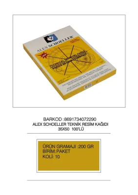 ALEX TEKNİK RESİM KAĞIDI 35x50 200 GR DAMGALI 100 LÜ 200.35