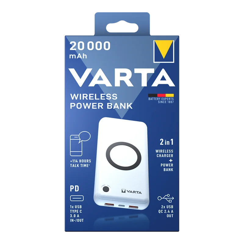 VARTA POWERBANK KABLOSUZ 20000'LİK