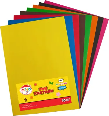 MİLEO FON KARTONU 110 GR A4 10 LU PK KARIŞIK RENK HAMURDAN BOYALI 1707