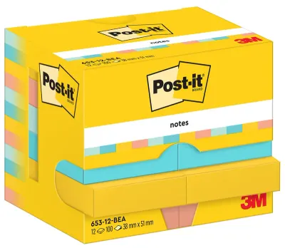 POST-IT YAPIŞKANLI NOT KAĞIDI BEACHSIDE 38x51 100 YP 12 Lİ PAKET 653-12-BEA 550600512400