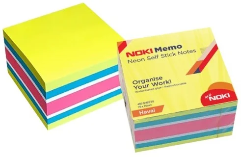 NOKİ MEMO YAPIŞKANLI KÜP NOT 75x75 450 YP 12014-11 NEON HAVAİ