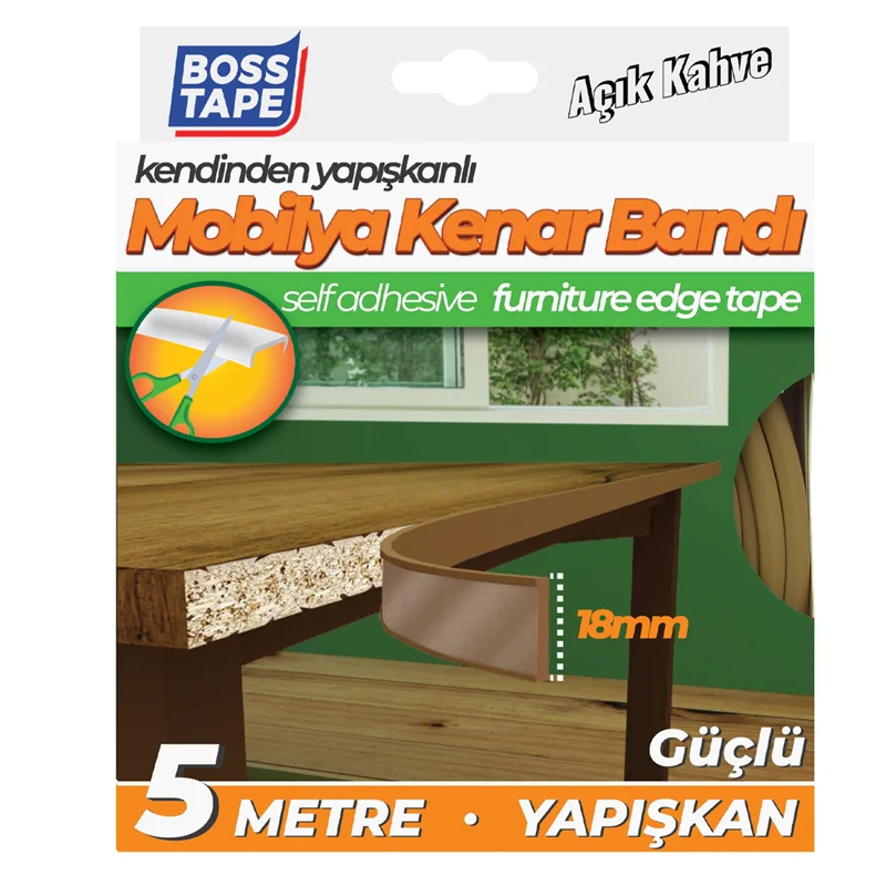 BOSS TAPE MOBİLYA KENAR BANDI 18 MM x 5M AÇIK KAHVERENGİ BT-03027