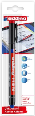 EDDING ASETAT KALEMİ SİLGİLİ E-149M TEKLI BLS. KIRMIZI