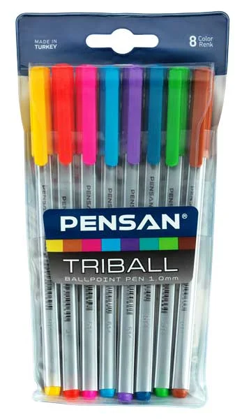 PENSAN TÜKENMEZ KALEM TRIBALL 1.0 8 Lİ SET 1003 RENKLİ
