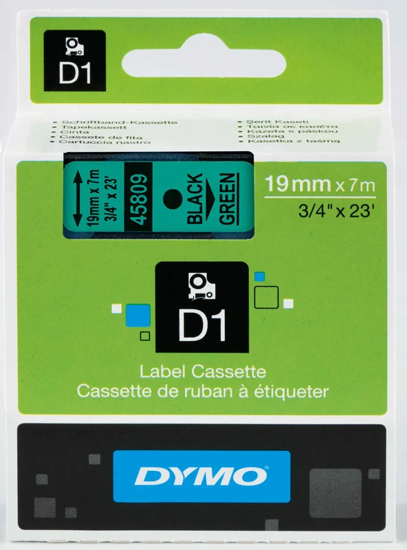 DYMO ŞERİT D1 19MM x 7MT YEŞİL/SİYAH 720890 45809