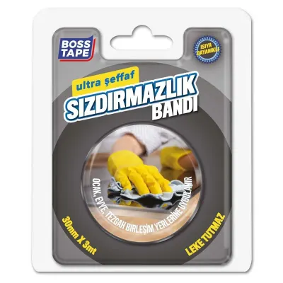 BOSS TAPE ÖZEL BANT SIZDIRMAZLIK BANDI ULTRA ŞEFFAF 30 MM x 3M BT-03037