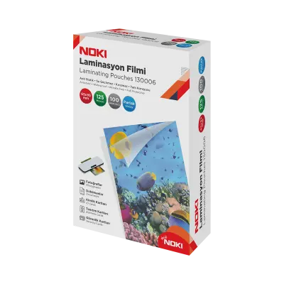 NOKİ LAMİNASYON FİLMİ 65x95 MM 125 MİC. PARLAK 100 LÜ 130006