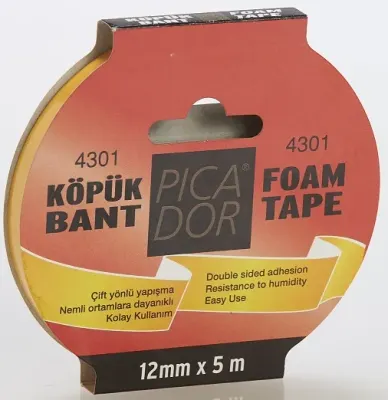 PICADOR ÇİFT TARAFLI BANT KÖPÜK ASKILI 4301 12MMX5MT KO001
