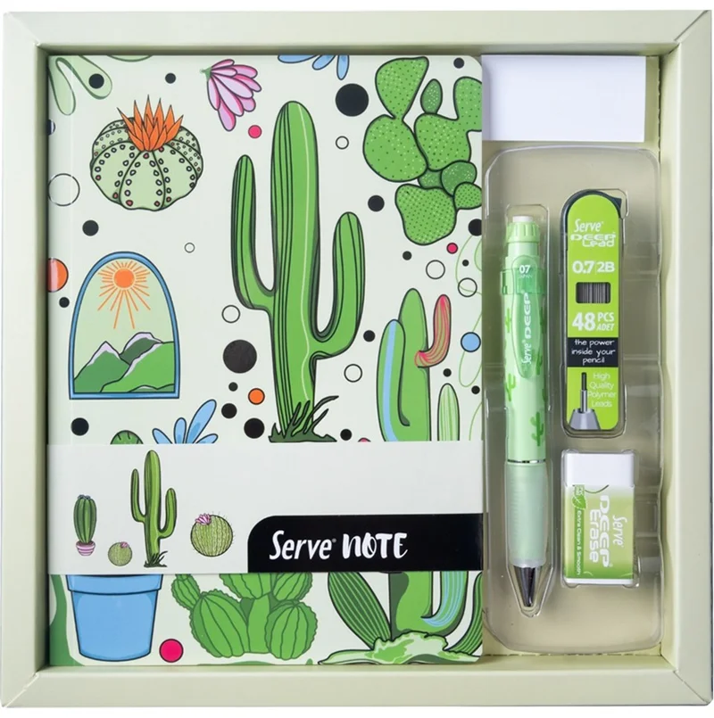 SERVE DEFTER SETI - DESENLİ NANE YESILI KUTULU SV-NTSETDNYKT