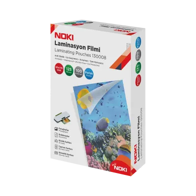 NOKİ LAMİNASYON FİLMİ 85x115 MM 125 MİC. PARLAK 100 LÜ 130008
