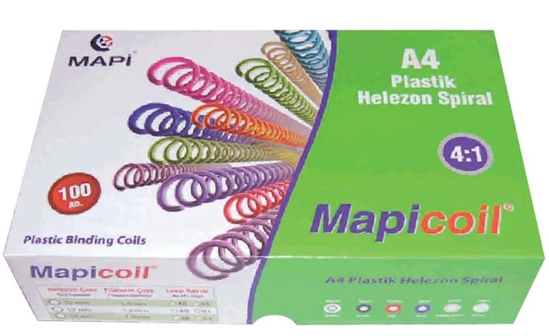 MAPİ SPİRAL PLASTİK HELEZON 4:1 6MM KIRMIZI 200 ADET 48 LOP 2350603