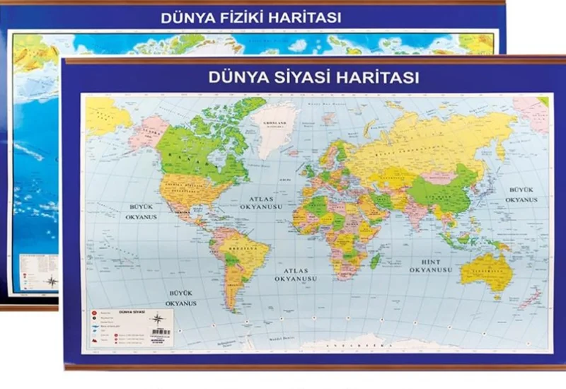 PANDA HARİTA DÜNYA SİYASİ + FİZİKİ ÇITALI 70x100 PAN 406