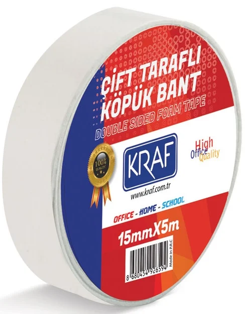 KRAF ÇİFT TARAFLI KÖPÜK BANT 15mm x 5m 5015G
