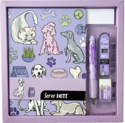 SERVE DEFTER SETI - DESENLİ LAVANTA KUTULU SV-NTSETDLAKT