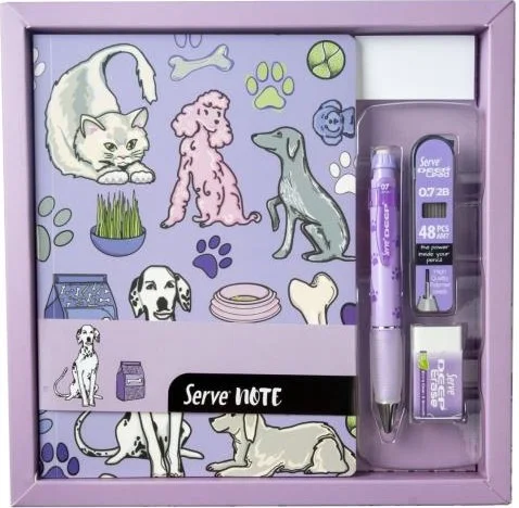 SERVE DEFTER SETI - DESENLİ LAVANTA KUTULU SV-NTSETDLAKT