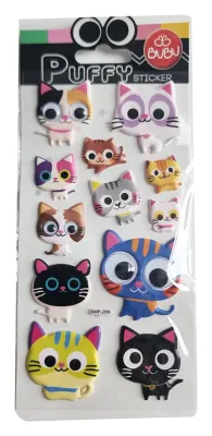 BU-BU PUFFY STICKERS OYNAR GÖZLÜ KEDİLER 9X21 BUBU-SWP-2006