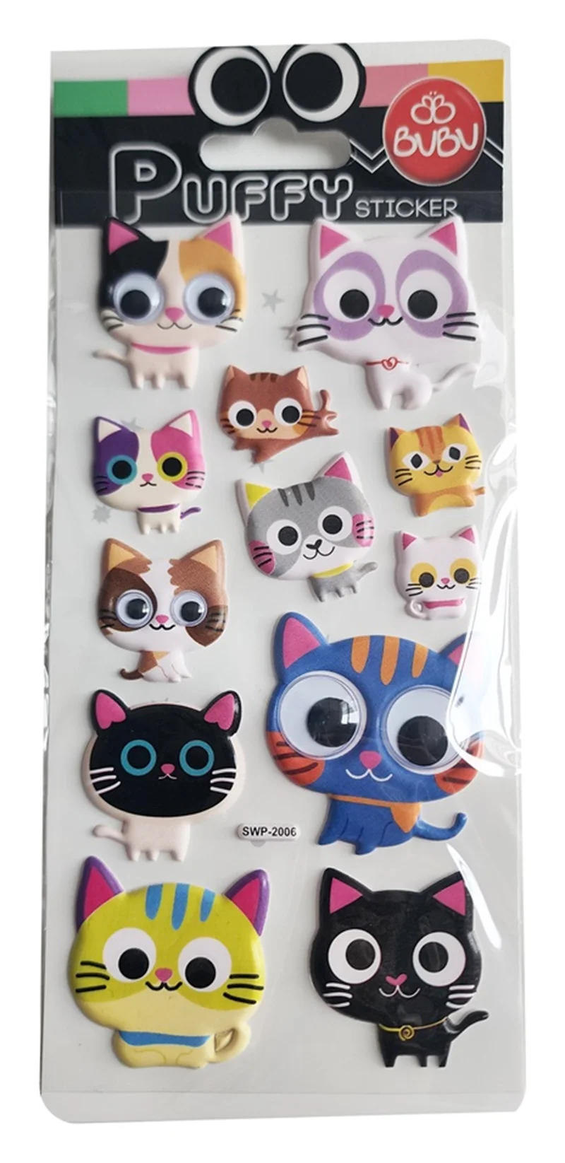 BU-BU PUFFY STICKERS OYNAR GÖZLÜ KEDİLER 9X21 BUBU-SWP-2006