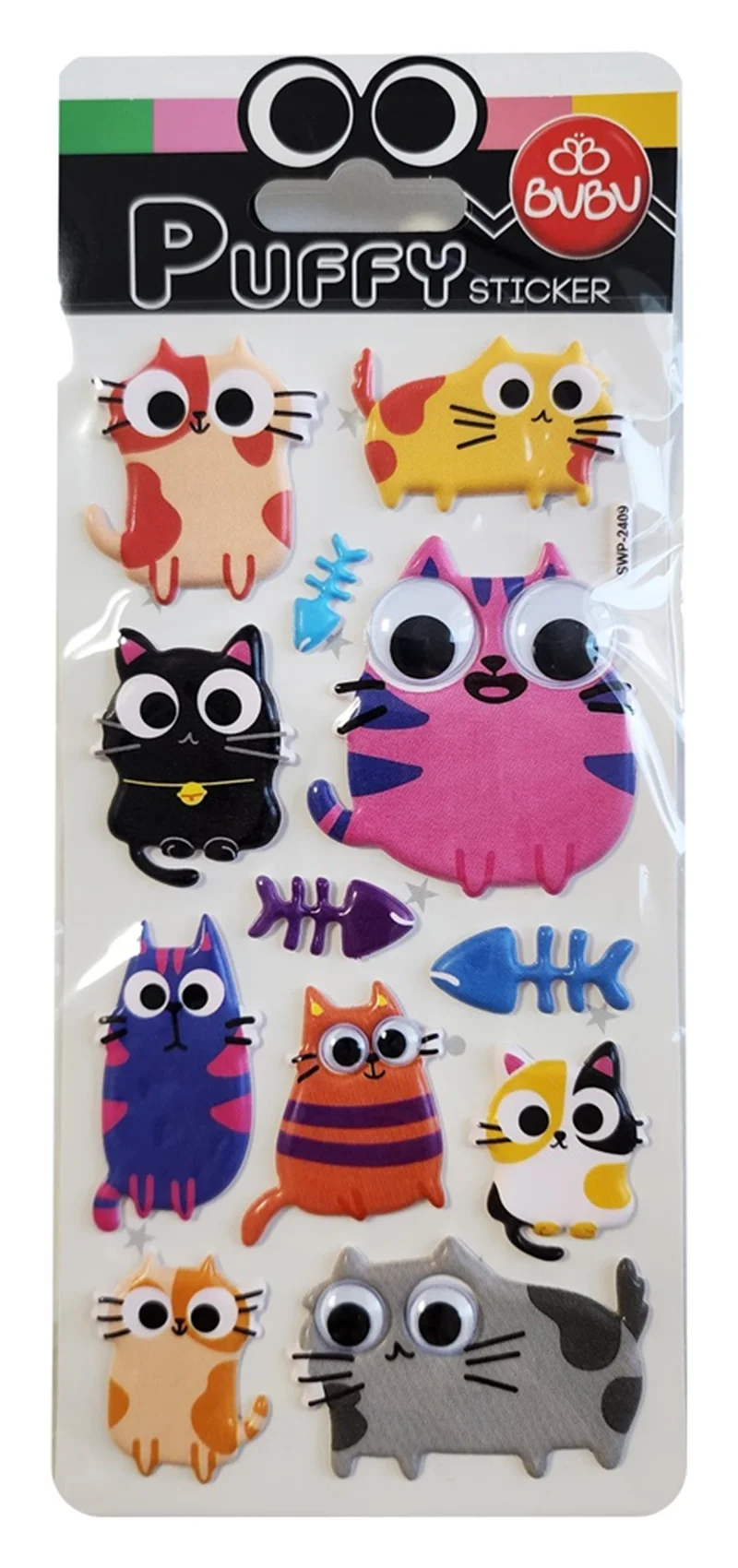 BU-BU PUFFY STICKERS OYNAR GÖZLÜ ŞAŞKIN KEDİLER 9X21 BUBU-SWP-2409