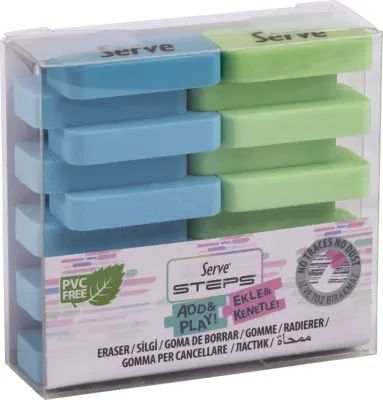 SERVE STEPS SİLGİ PASTEL GÖK MAV-ELMA YSL 2LI PET SV-STEPSSGP2GMEY