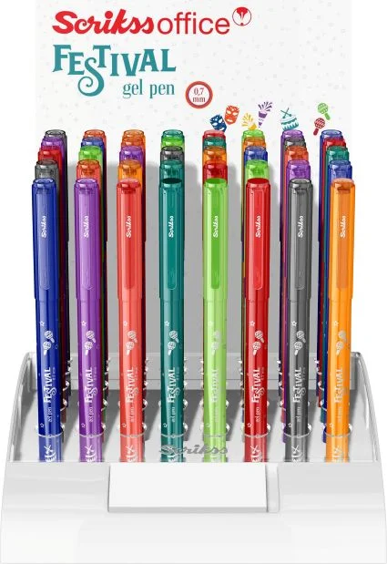 SCRIKSS OFFICE JEL KALEM FESTİVAL 0.7 40 LI STAND VIVID RENKLER