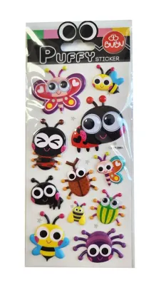 BU-BU PUFFY STICKERS OYNAR GÖZLÜ KELEBEK&amp;ARI&amp;UĞUR BÖCEĞİ 9X21 BUBU-SWP-2001