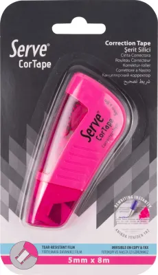 SERVE CORTAPE ŞERİT SİLİCİ 5MM*8MT FOSFORLU PEMBE TEKLİ BLİSTER SV-BCTAPE1FP
