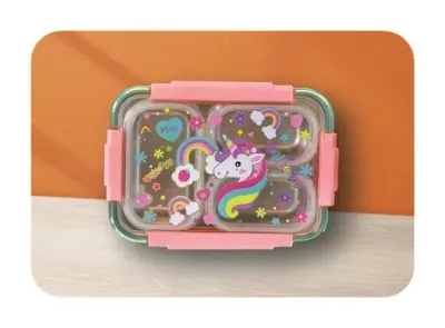 DREAM VEST BESLENME KABI UNICORN PEMBE ŞEFFAF KAPAKLI ÇELİK VST-BES0003