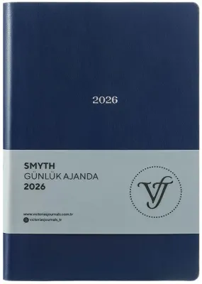 VJ AJANDA 2026 SMYTH GÜNLÜK A5 14X20,5CM IVORY 80 GR 416 SAYFA ESNEK KAPAK GÜMÜŞ YALDIZ KENAR MAVİ 2