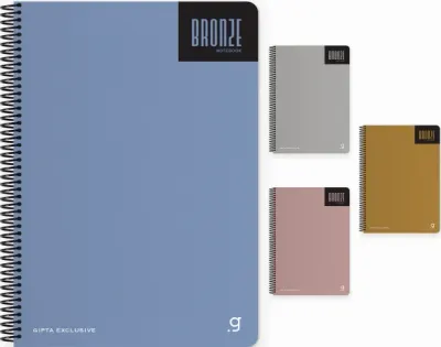 GIPTA DEFTER BRONZE A4 SPİRALLİ PRESSBOARD KAPAK 80 YP KARELİ 7400