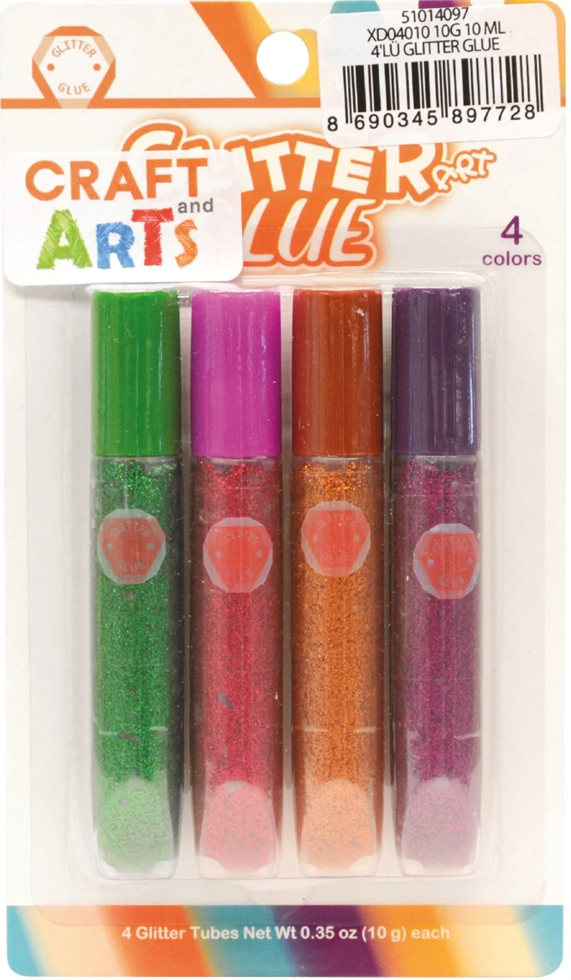 CRAFT AND ARTS GLITTER GLUE 10 ML 4 LÜ XD04010