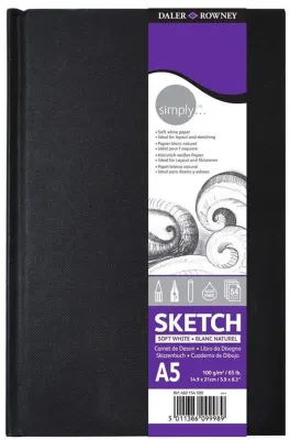 DALER ROWNEY SKETCH ESKİZ DEFTERİ SIMPLY SERİSİ SERT KAPAK A5 100 GR 54 SF SOFT BEYAZ 482154500