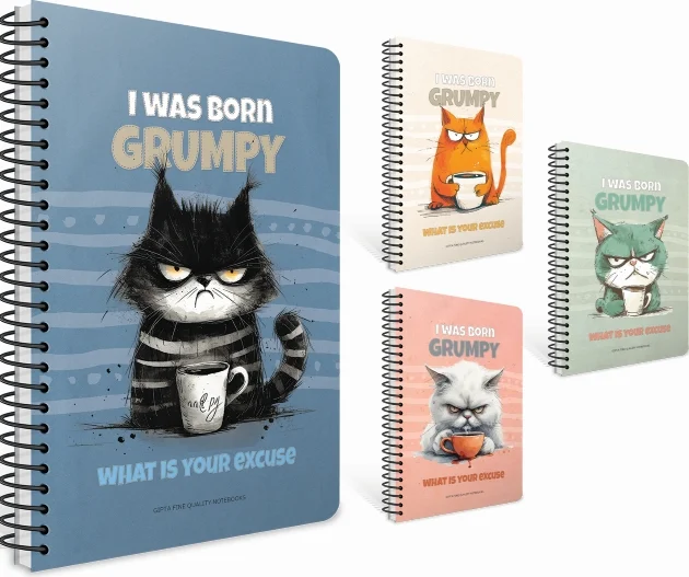 GIPTA DEFTER GRUMPY NOTES A6 SPİRALLİ PRESSBOARD KAPAK 80 YP ÇİZGİLİ 7601