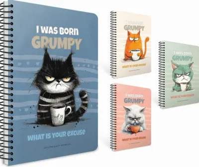 GIPTA DEFTER GRUMPY NOTES A4 SPİRALLİ PRESSBOARD KAPAK 80 YP KARELİ 7600