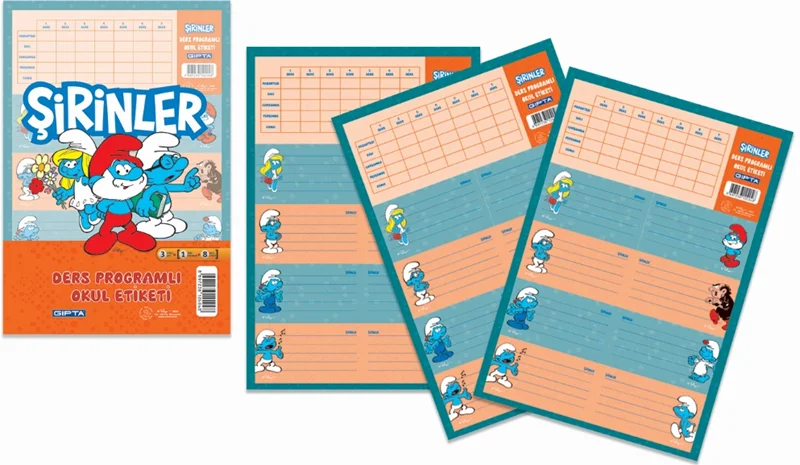 GIPTA OKUL ETİKETİ ŞİRİNLER DERS PROGRAMLI 16x24 3 YP 7804