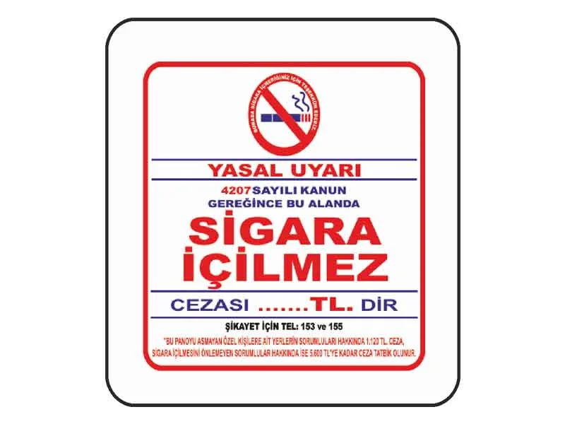 EKSTRAFİX UYARI LEVHASI 202 YUL-236 12x12 CM SİGARA İÇİLMEZ