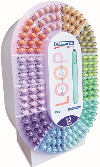 GIPTA FOSFORLU KALEM LOOP PASTEL 12 RENK 288 Lİ STAND F1461