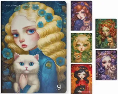 GIPTA DEFTER GIRL &amp; THE CAT A4 DİKİŞLİ PP KAPAK 60 YP ÇİZGİLİ 7697