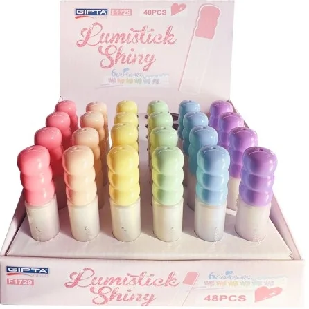 GIPTA FOSFORLU KALEM LUMISTICK SHINY SİMLİ 6 RENK 48 Lİ STAND F1729