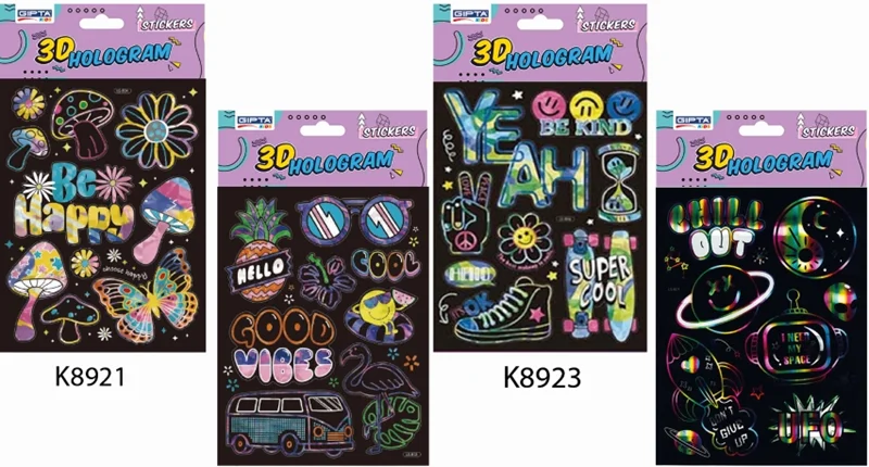 GIPTA STICKER LATEST 14x21 CM 3D HOLOGRAM PET ART 3 K8923