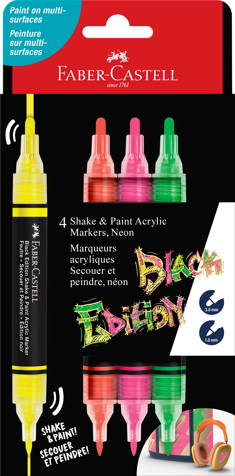 FABER METALİK MARKÖR BE SHAKE&amp;PAİNT MARKÖR 4 LÜ NEON 285505