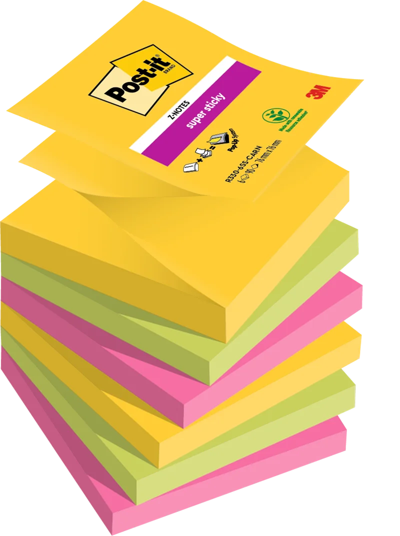 POST-IT YAPIŞKANLI NOT KAĞIDI SS CARNIVAL 76x76 Z NOT 90 YP 6 LI PAKET R330-6SS 550600510300