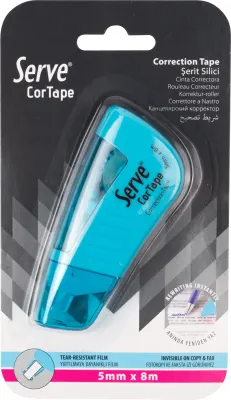 SERVE CORTAPE ŞERİT SİLİCİ 5MM*8MT FOSFORLU MAVİ TEKLİ BLİSTER SV-BCTAPE1FM
