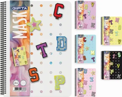 GIPTA DEFTER MASK A4 SPİRALLİ PP KAPAK 72 YP KARELİ 7822