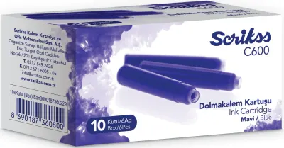 SCRIKSS DOLMA KALEM KARTUŞU 10x6 LI PAKET MAVİ