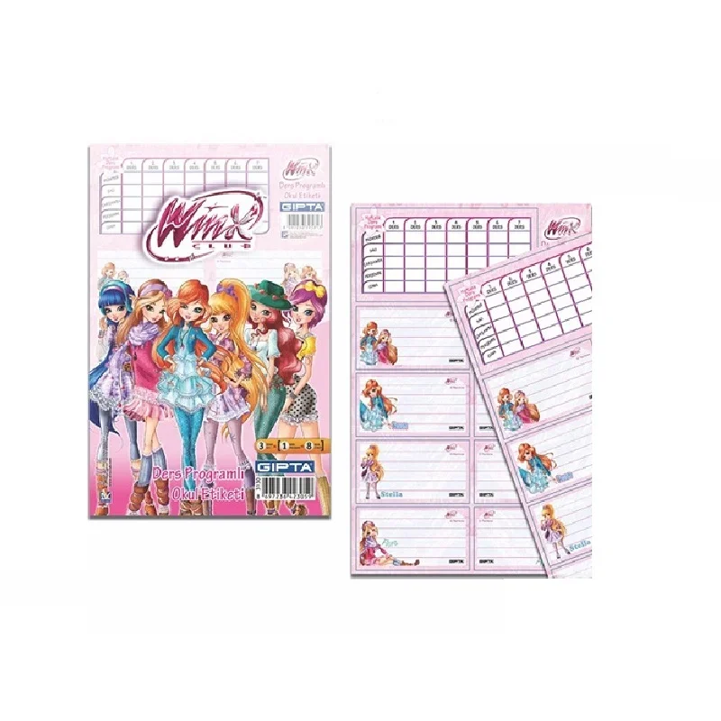 GIPTA WINX DERS PROGRAMLI 3 LÜ OKUL ETİKETİ  3130