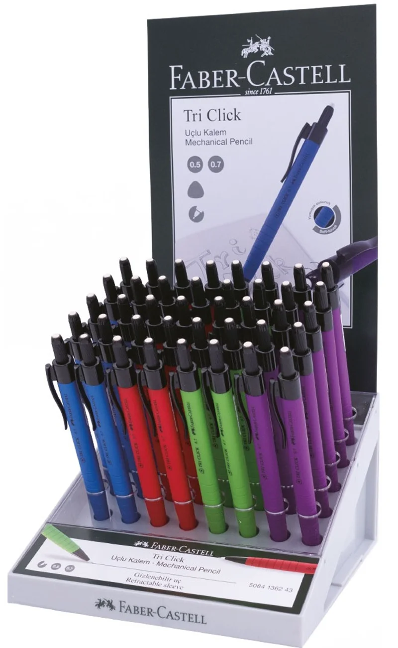 FABER VERSATİL KALEM TRİ-CLİCK RUBBERİZED 0.7&amp;0.5 STAND 100 LÜ 136243