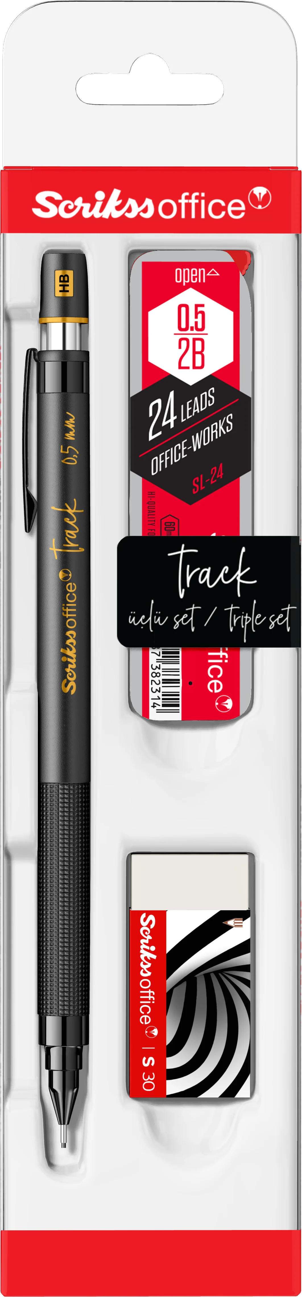 SCRIKSS OFFICE VERSATİL KALEM OKUL SETİ TRACK 0.5 ALTIN SARI + SİLGİ + MİN BLS.