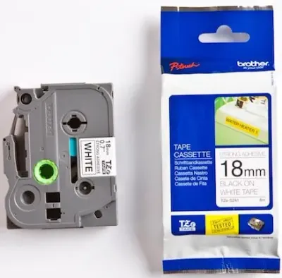 BROTHER PTOUCH ETİKET 18MM BEYAZ-SİYAH TZS241
