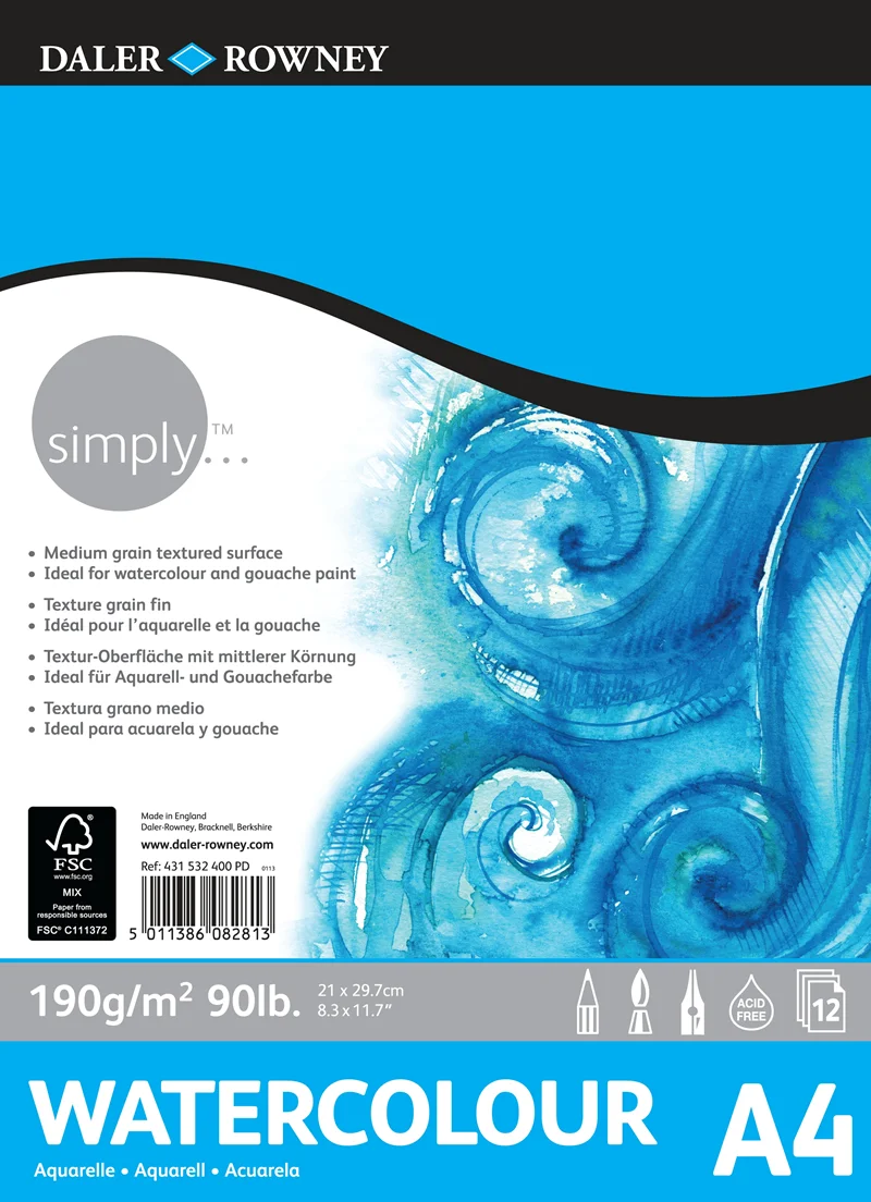 DALER ROWNEY ÇİZİM BLOĞU SIMPLY SULU BOYA A4 190 GR 12 YP 431532400